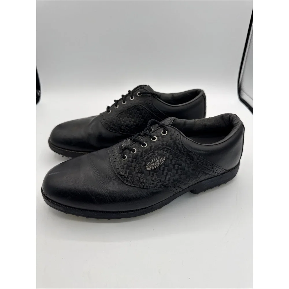 FootJoy Terrains Spikeless Golf Shoes Men's 10 Black Leather Woven Golfing FJ